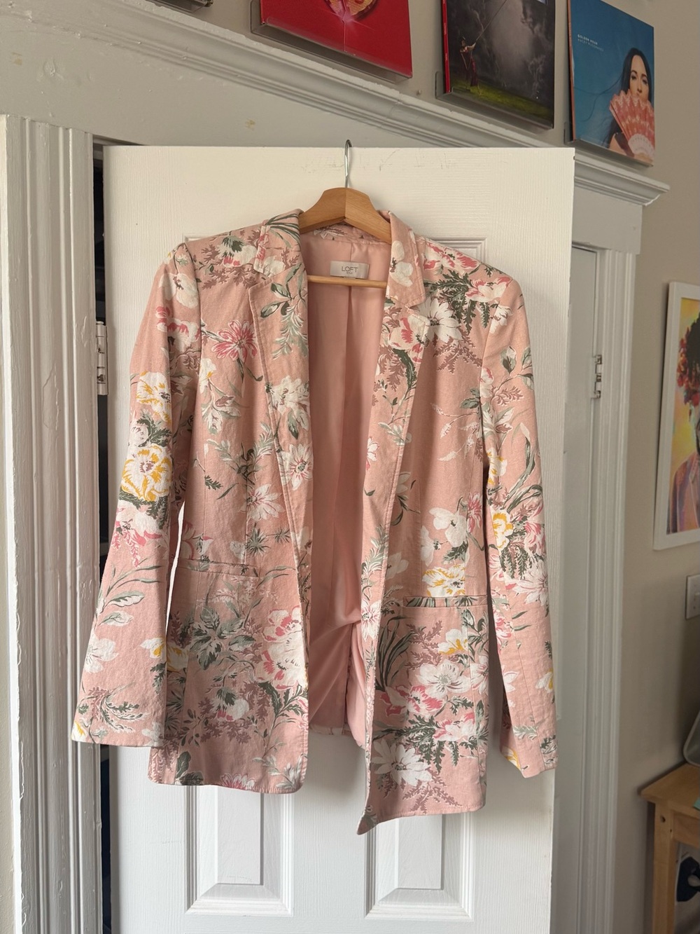 LOFT Pink Floral Blazer Jacket